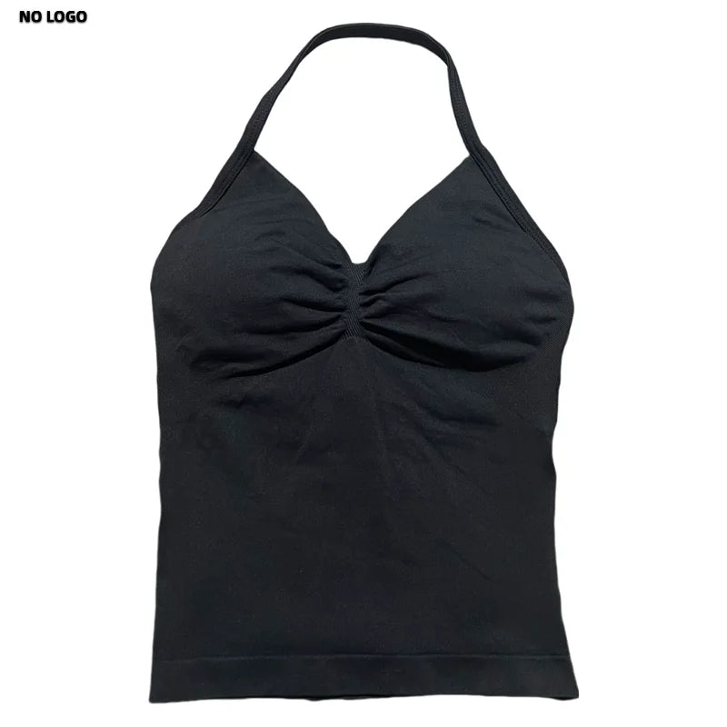 Women Longline Strappy Fitness Tank Top – Open Back Yoga Gym Bra