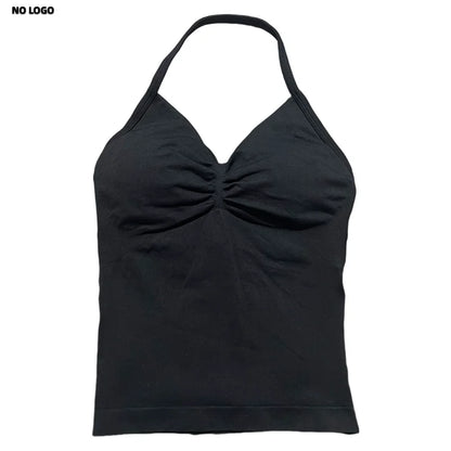 Women Longline Strappy Fitness Tank Top – Open Back Yoga Gym Bra