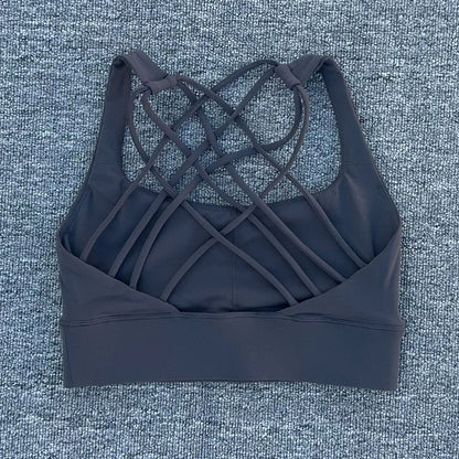 Women’s Push-Up Cross Back Sports Bra – Shockproof Gym & Yoga Workout Crop Top