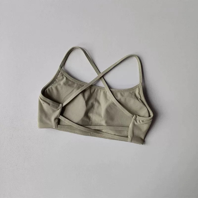 Women Cross Back Shockproof Sports Bra Sexy Gathered Gym & Yoga Top