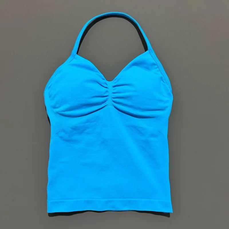 Impact Longline Strappy Sports Bra – Women Open Back Yoga Gym Top