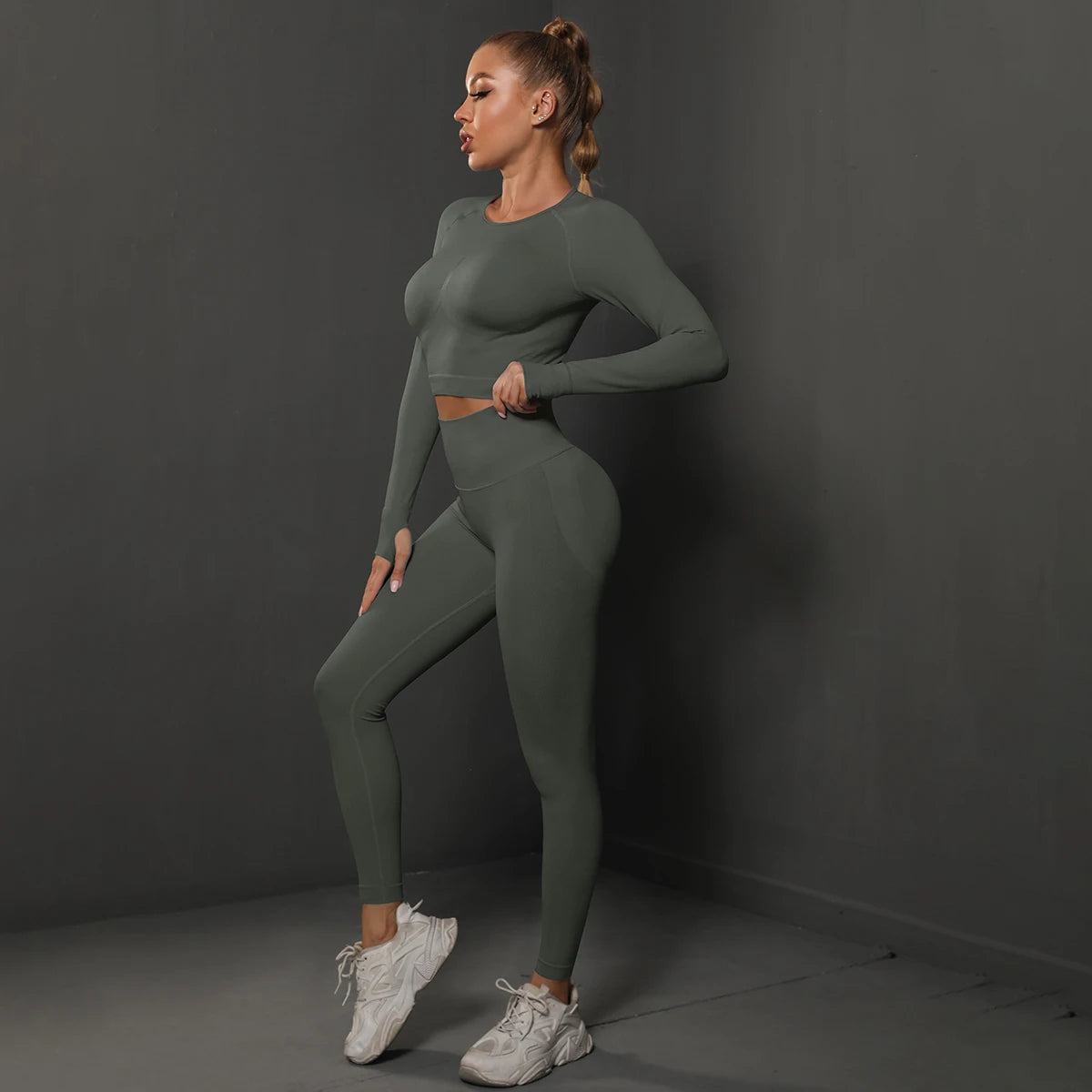 Seamless Yoga Set Crop Top High Waist Leggings Set