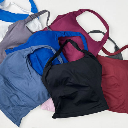 Women Seamless 2-Piece Yoga Set Strappy Sports Bra & Scrunch Leggings