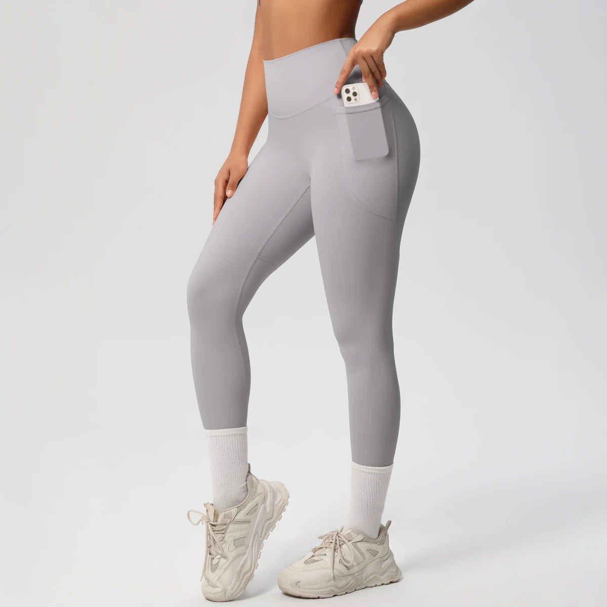Women High Waist Push-Up Leggings Stretch Yoga Pants with Pockets