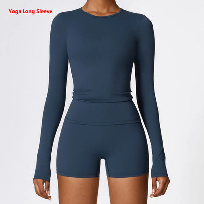 Women Long Sleeve Crop Sports Top Quick Dry Gym & Yoga Shirt