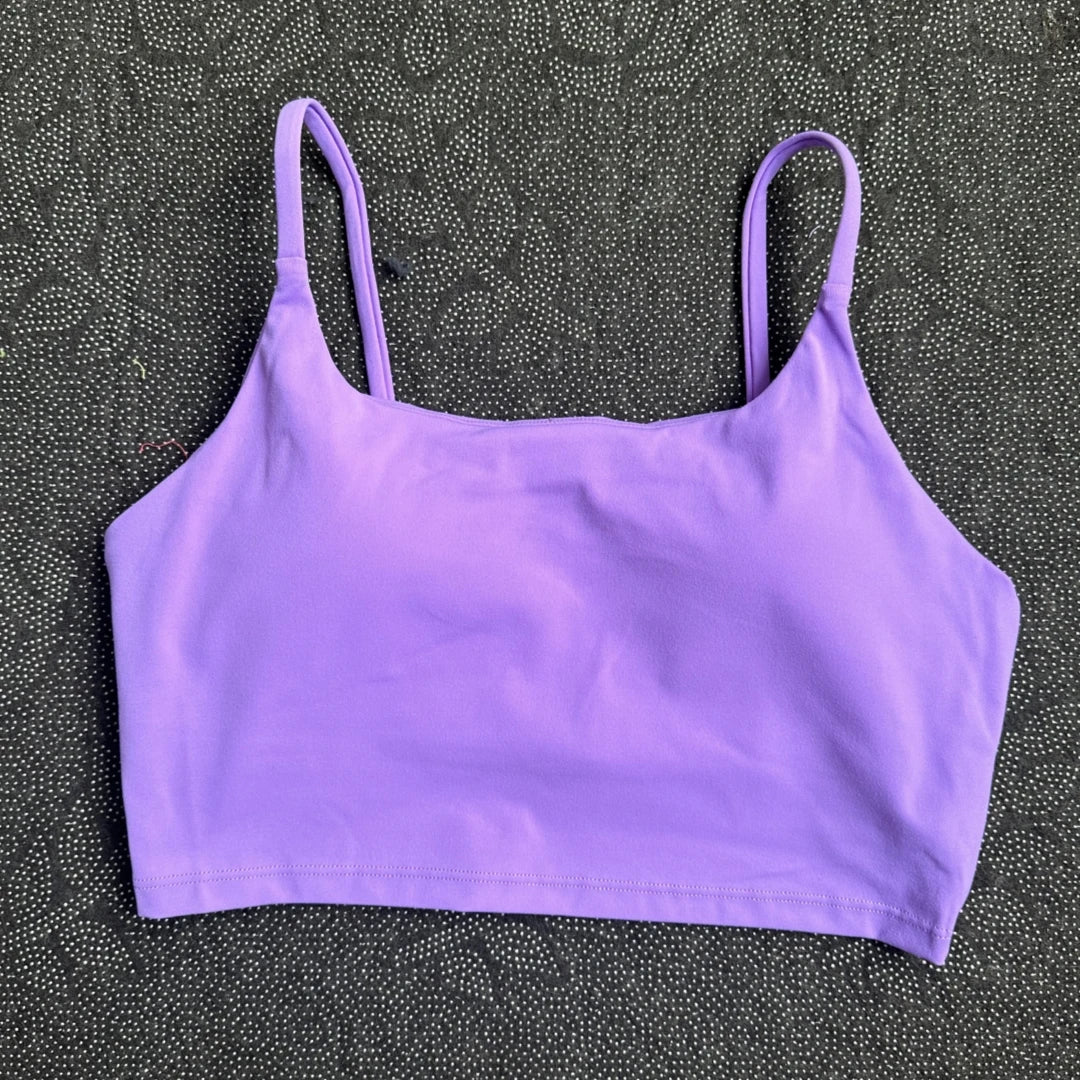 Women’s Solid Color Spaghetti Strap Sports Bra with Chest Pads