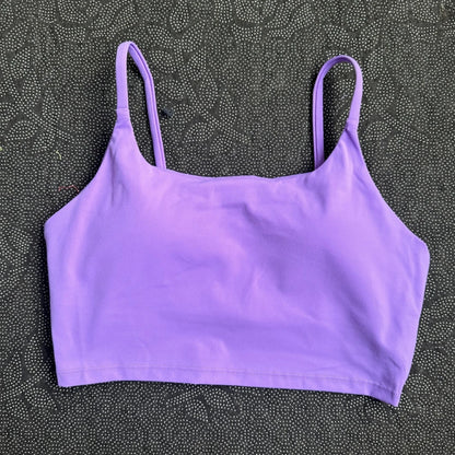 Women’s Solid Color Spaghetti Strap Sports Bra with Chest Pads