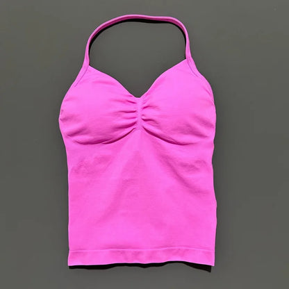 Impact Longline Strappy Sports Bra – Women Open Back Yoga Gym Top