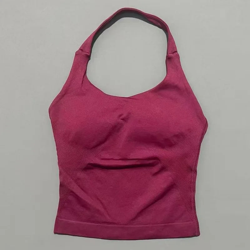 Impact Seamless Halter Tank Top Women Built-in Bra Yoga & Gym Top