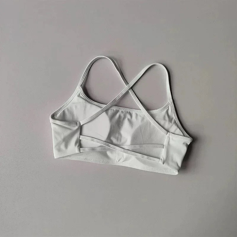 Women Cross Back Shockproof Sports Bra Sexy Gathered Gym & Yoga Top