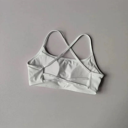 Women Cross Back Shockproof Sports Bra Sexy Gathered Gym & Yoga Top