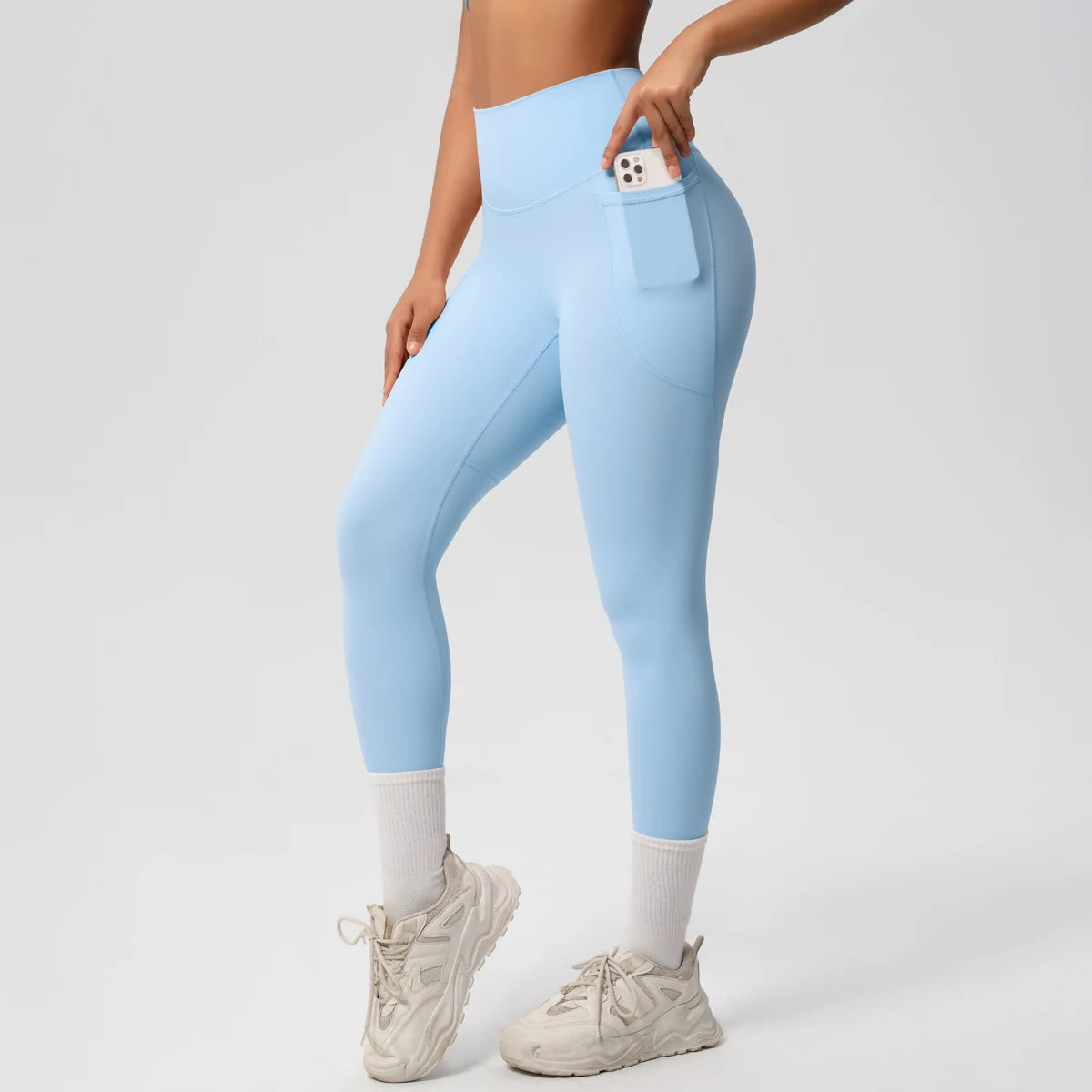 Women High Waist Push-Up Leggings Stretch Yoga Pants with Pockets