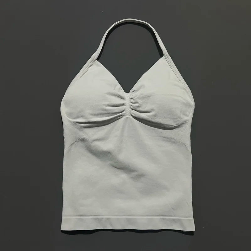 Impact Longline Strappy Sports Bra – Women Open Back Yoga Gym Top