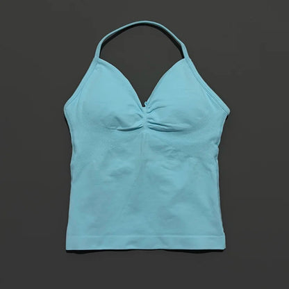 Impact Longline Strappy Sports Bra – Women Open Back Yoga Gym Top