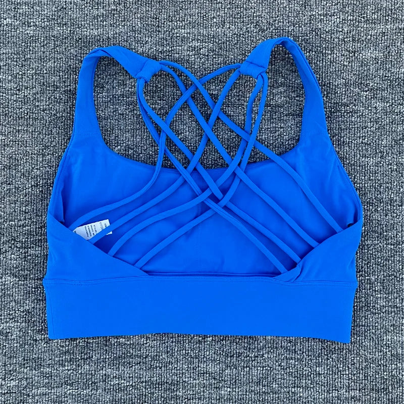 Women’s Push-Up Cross Back Sports Bra – Shockproof Gym & Yoga Workout Crop Top