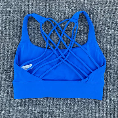 Women’s Push-Up Cross Back Sports Bra – Shockproof Gym & Yoga Workout Crop Top