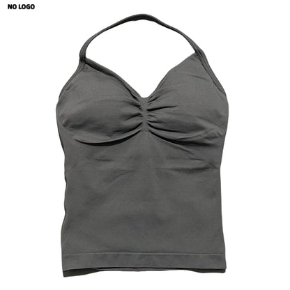 Women Longline Strappy Fitness Tank Top – Open Back Yoga Gym Bra