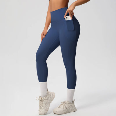 Women High Waist Push-Up Leggings Stretch Yoga Pants with Pockets
