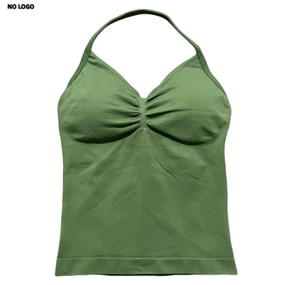 Women Longline Strappy Fitness Tank Top – Open Back Yoga Gym Bra
