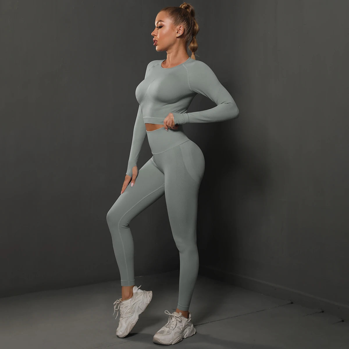 Seamless Yoga Set Crop Top High Waist Leggings Set