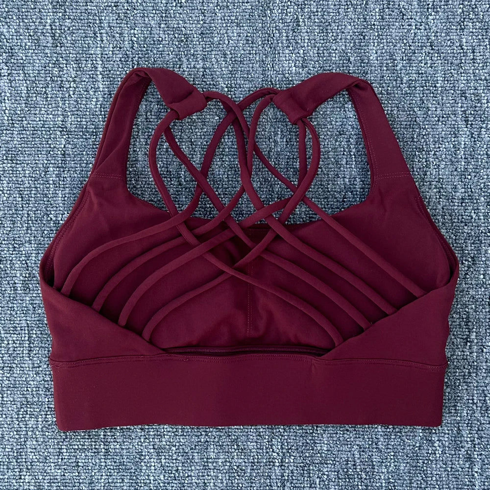 Women’s Push-Up Cross Back Sports Bra – Shockproof Gym & Yoga Workout Crop Top