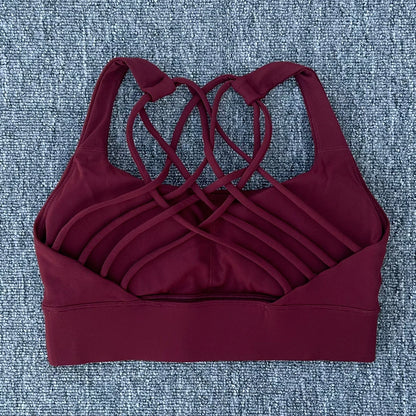 Women’s Push-Up Cross Back Sports Bra – Shockproof Gym & Yoga Workout Crop Top