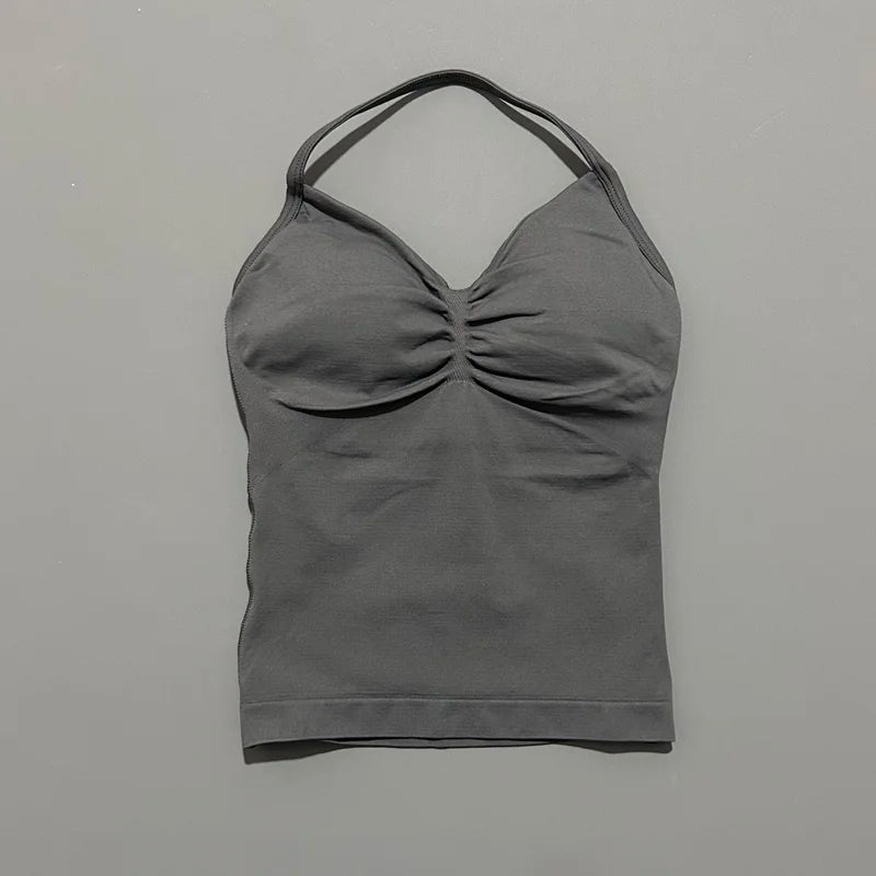 Impact Longline Strappy Sports Bra – Women Open Back Yoga Gym Top