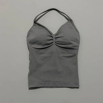 Impact Longline Strappy Sports Bra – Women Open Back Yoga Gym Top