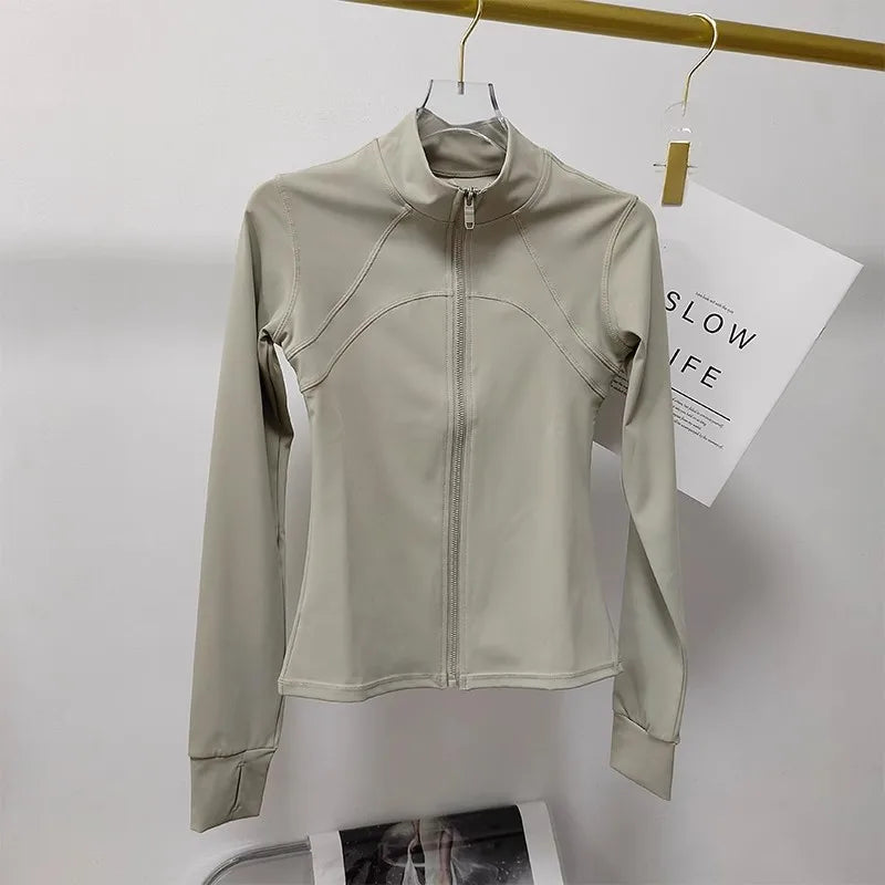 Women Quick-Dry Sports Jacket Long Sleeve Gym & Running Fitness Top