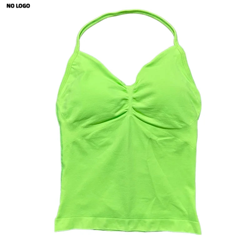 Women Longline Strappy Fitness Tank Top – Open Back Yoga Gym Bra