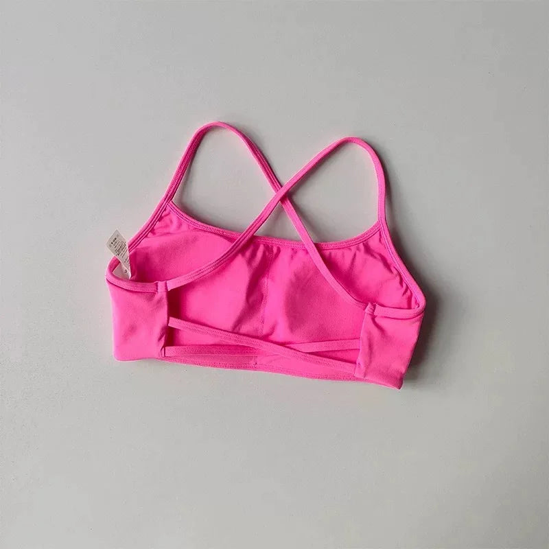 Women Cross Back Shockproof Sports Bra Sexy Gathered Gym & Yoga Top
