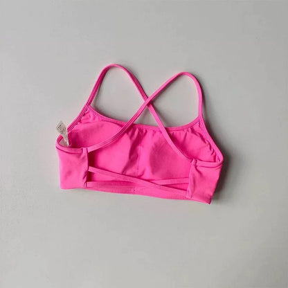 Women Cross Back Shockproof Sports Bra Sexy Gathered Gym & Yoga Top