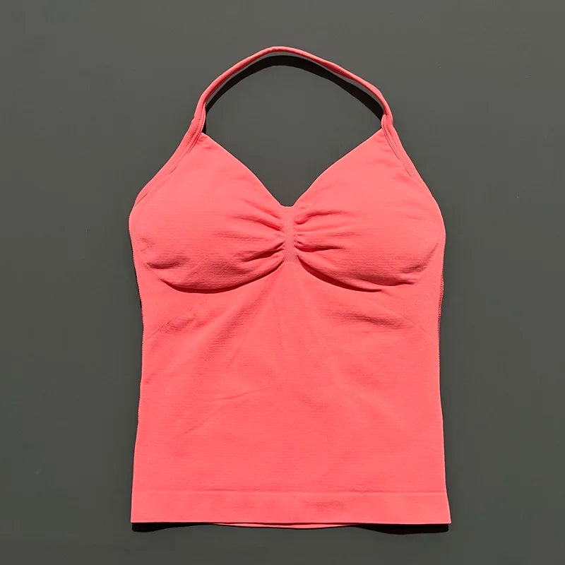 Impact Longline Strappy Sports Bra – Women Open Back Yoga Gym Top