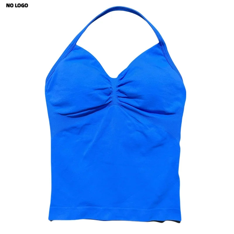 Women Longline Strappy Fitness Tank Top – Open Back Yoga Gym Bra
