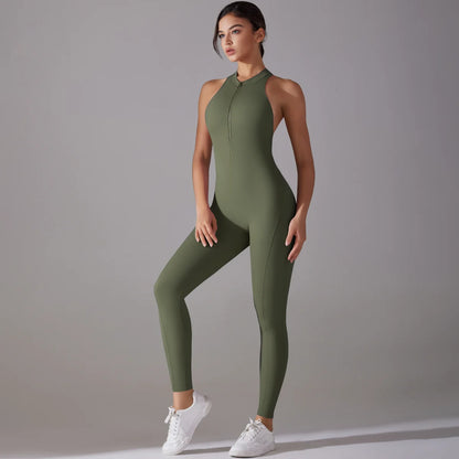 Hollow Backless Scrunch Sporty Overalls
