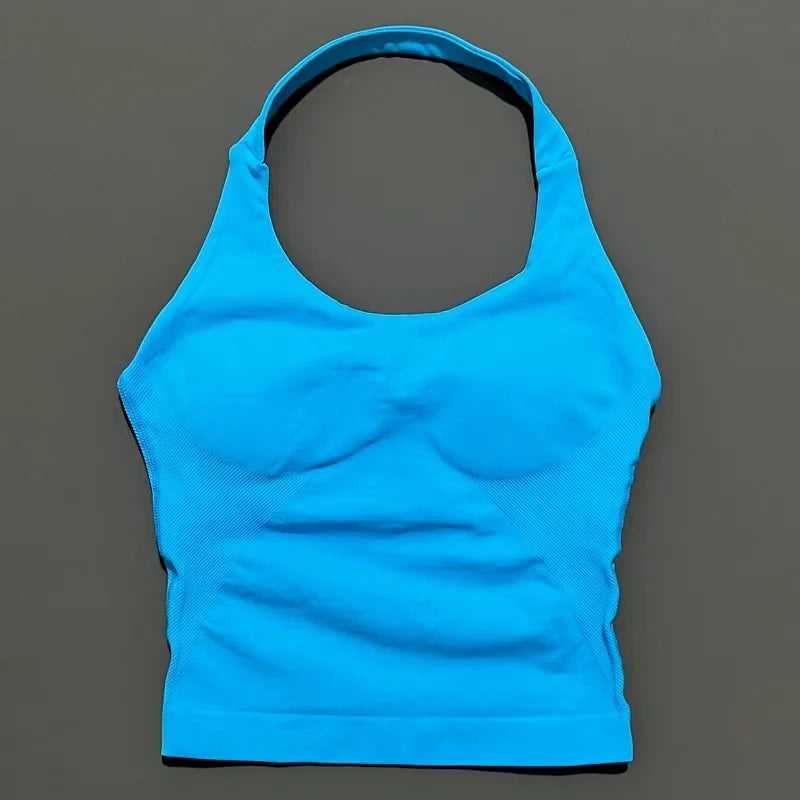 Impact Seamless Halter Tank Top Women Built-in Bra Yoga & Gym Top