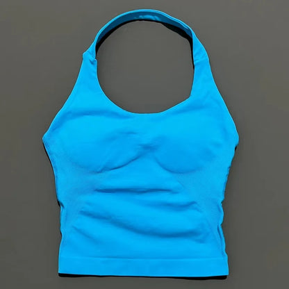 Impact Seamless Halter Tank Top Women Built-in Bra Yoga & Gym Top