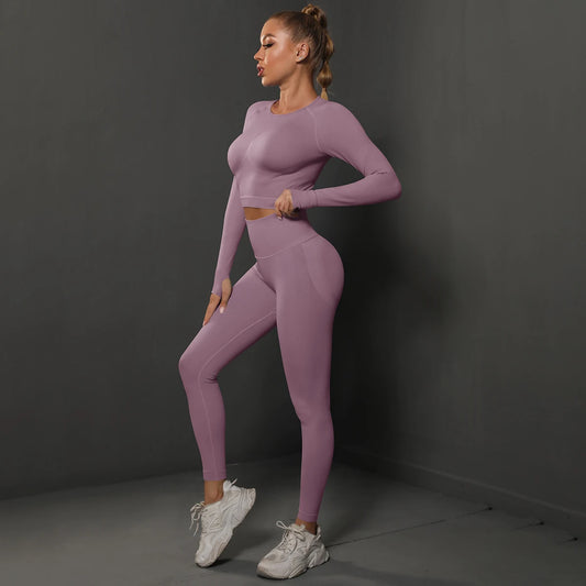 Seamless Yoga Set Crop Top High Waist Leggings Set