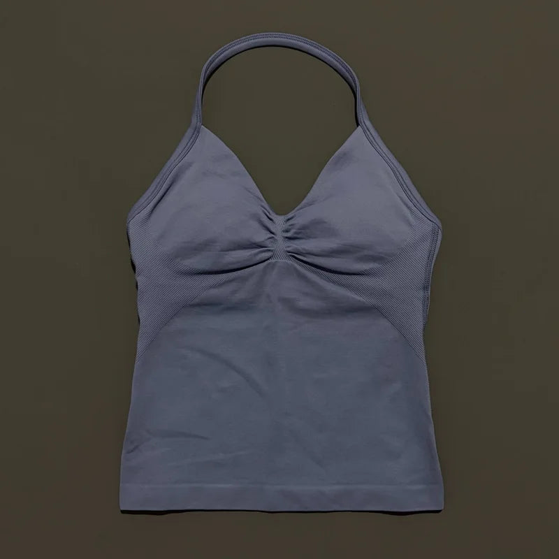 Impact Longline Strappy Sports Bra – Women Open Back Yoga Gym Top