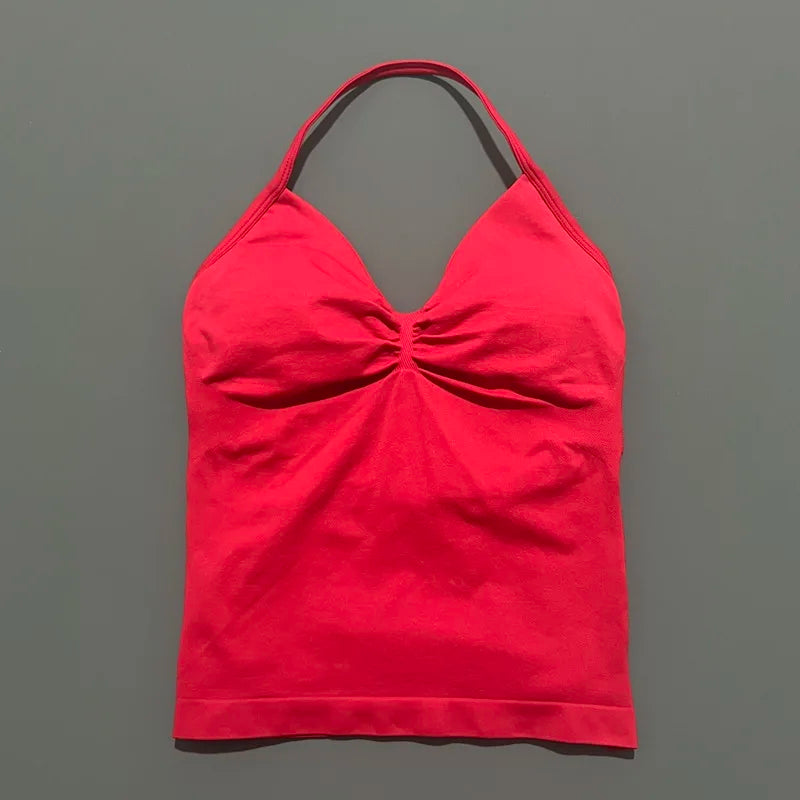 Impact Longline Strappy Sports Bra – Women Open Back Yoga Gym Top