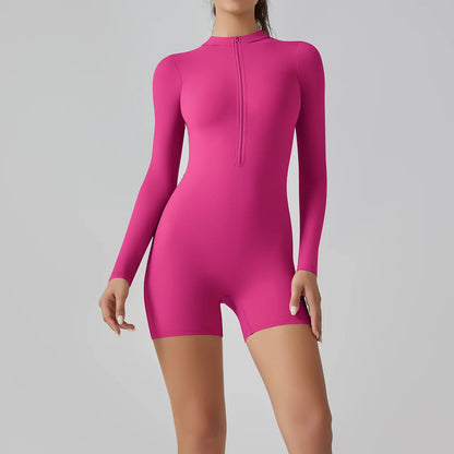 Sleek Zip-Front Body Sculpting Romper