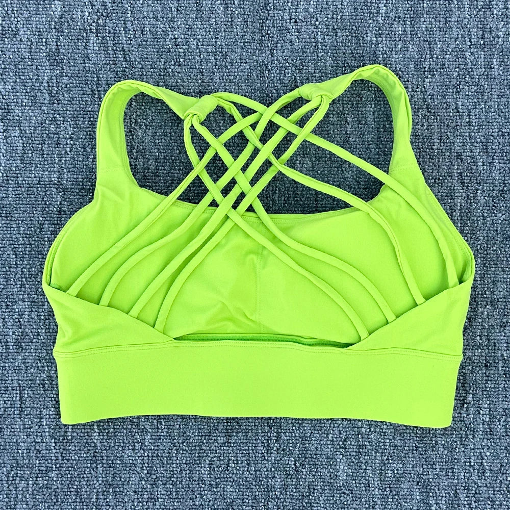 Women’s Push-Up Cross Back Sports Bra – Shockproof Gym & Yoga Workout Crop Top