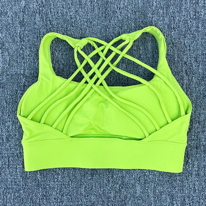 Women’s Push-Up Cross Back Sports Bra – Shockproof Gym & Yoga Workout Crop Top