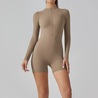 Sleek Zip-Front Body Sculpting Romper
