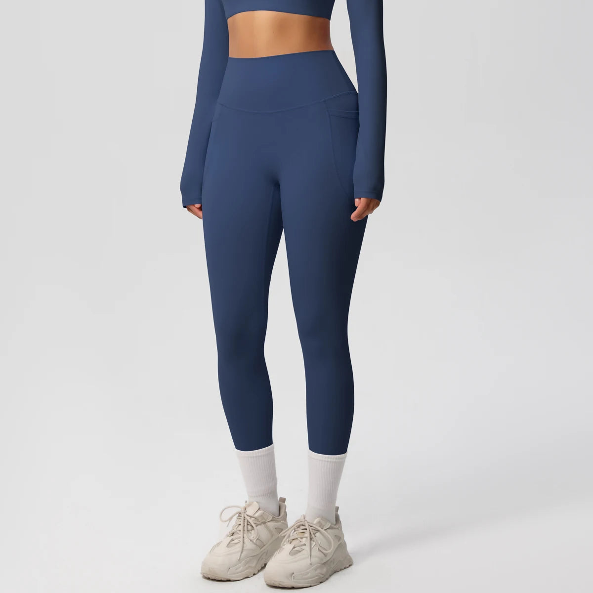 Women High Waist Push-Up Leggings Stretch Yoga Pants with Pockets