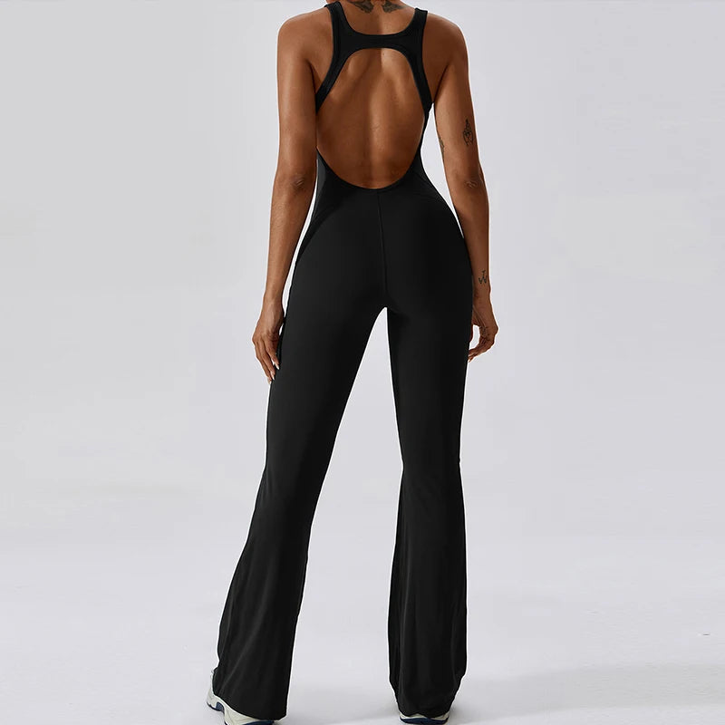 Women V-Back Gym Jumpsuit Stretch Fitness Yoga Romper