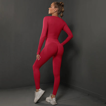 Seamless Yoga Set Crop Top High Waist Leggings Set