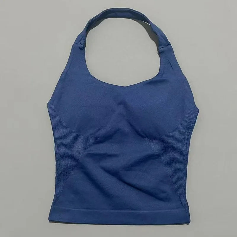 Impact Seamless Halter Tank Top Women Built-in Bra Yoga & Gym Top
