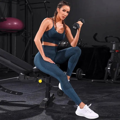 Women Seamless 2-Piece Yoga Set Sports Bra & High Waist Leggings