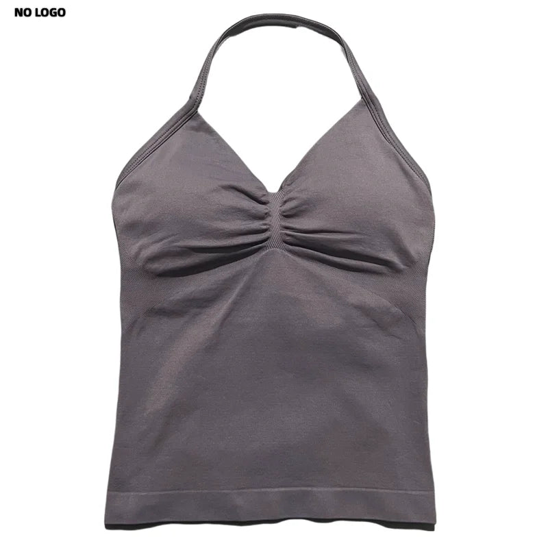 Women Longline Strappy Fitness Tank Top – Open Back Yoga Gym Bra